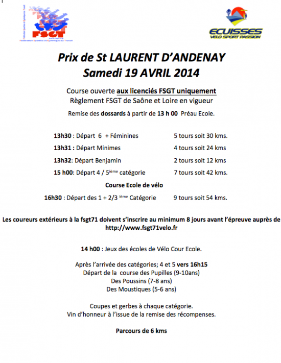Prix de Saint Laurent d'Andenay 2014