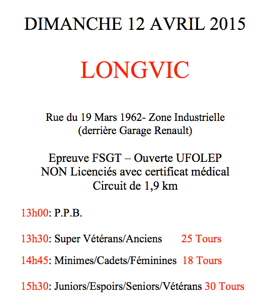 Prix de Longvic FSGT 21 2015